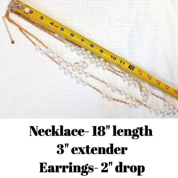 C' Est 1946 Layered White Faux Pearls Necklace and Drop Earrings Set - Picture 8 of 8